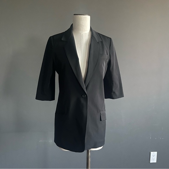 Elizabeth and James Jackets & Blazers - Elizabeth and James Black Longline Blazer 3/4 Sleeve Tailored Jacket Blazer